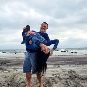at the beach with the wife
